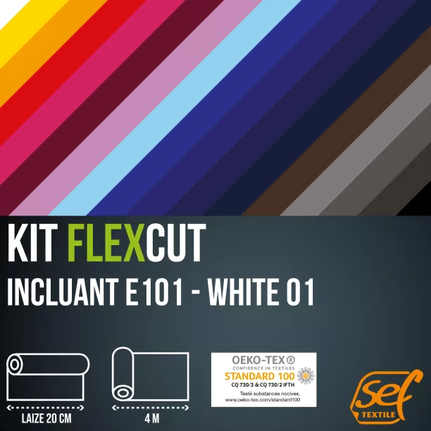 Kit FlexCut rollen (4m-Breedte 20cm) inclusief kleuren E101 - WHITE
